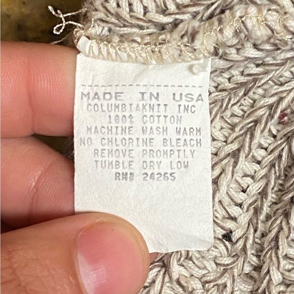 Columbia Knit Grey White Knit Beanie With Duck Front Patch 100% Cotton US Made - Picture 5 of 5